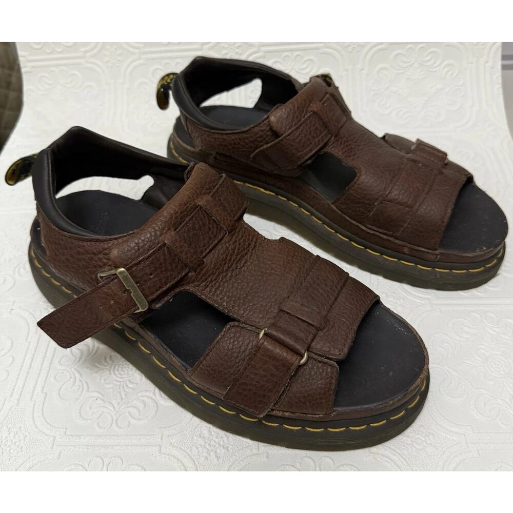 Dr Martens Hayden Brown Leather Chunky Platform Buckle Sandals USM 12 UK 11 EUC